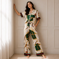 Elegant Viscose Satin Digital Printed Co-Ord Set!