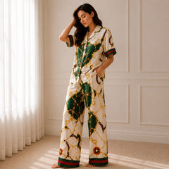 Elegant Viscose Satin Digital Printed Co-Ord Set!