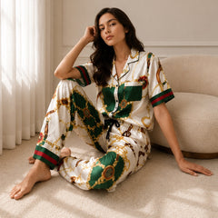 Elegant Viscose Satin Digital Printed Co-Ord Set!