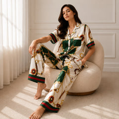 Elegant Viscose Satin Digital Printed Co-Ord Set!