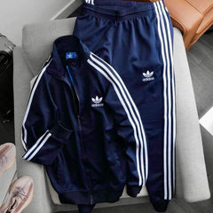 Navy Blue Adidas Tri Stripe Track Suit!