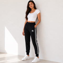 Women's Black Adidas Stripe Trouser!