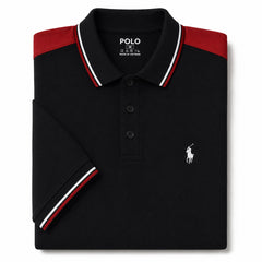 Black Color Panel Polo T-Shirt!!