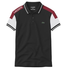 Black Lacoste Panel Polo T-Shirt!