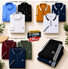 Wholesale Offer! 11 Branded Items! 3 Formal Shirts +3 Lacoste Polo +3 Burberry Zipper Polo +2 Adidas Trousers!!