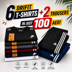 8 Branded Items! 6 Drifit T-Shirts + 2 Adidas Trousers!!