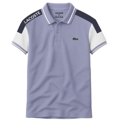Grey Lacoste Panel Polo T-Shirt!