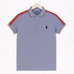Grey Color Panel Polo T-Shirt!