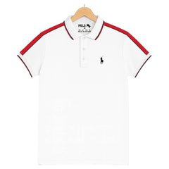 White Color Panel Polo T-Shirt!