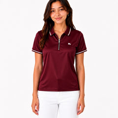 Maroon Selena Gomez Burberry Zipper Polo!