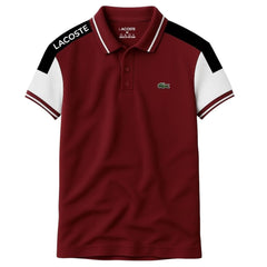 Maroon Lacoste Panel Polo T-Shirt!