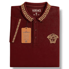 Maroon Color Ver sace Polo T-Shirt!