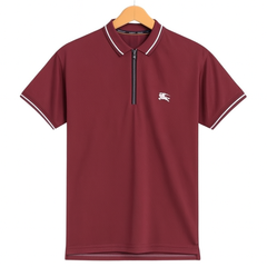 Maroon Burberry Textured Dri-Fit Polo!