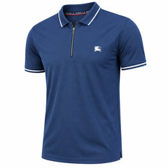 Navy Blue Burberry Textured Dri-Fit Polo!