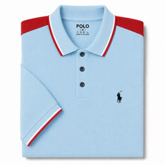 Sky Blue Color Panel Polo T-Shirt!!