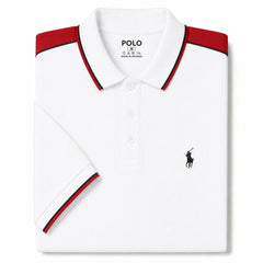 White Color Panel Polo T-Shirt!!