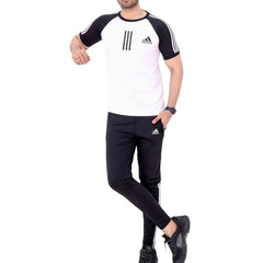 White & Black Adidas Shirt+Trouser Track Suit!