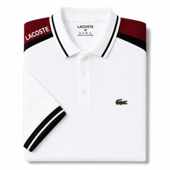 White Lacoste Panel Polo T-Shirt!!