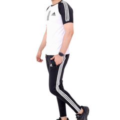 White & Black Adidas Shirt+Trouser Track Suit!