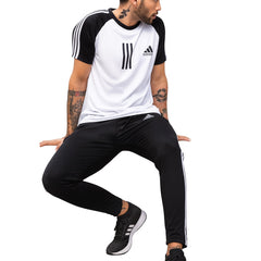 White & Black Adidas Shirt+Trouser Track Suit!!