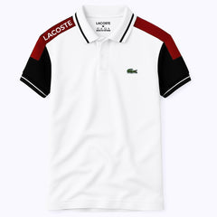 White Lacoste Panel Polo T-Shirt!