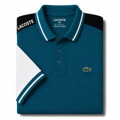 Zinc Blue Lacoste Panel Polo T-Shirt!!