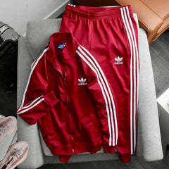 Red Tri Stripe Track Suit!