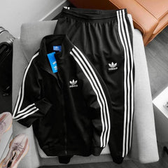 Black Tri Stripe Track Suit!